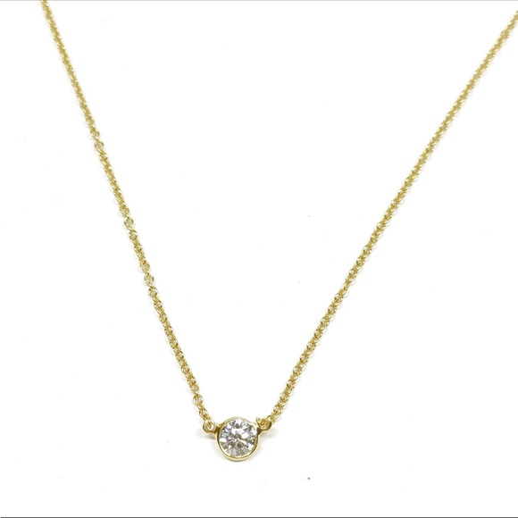 Tiffany and Co Necklace By the Yard Elsa Peretti Natural Diamond 18k Yellow Gold - Picture 1 of 13